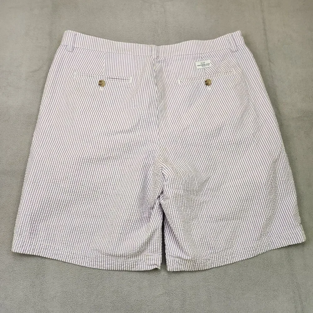 Vineyard Vines Seersucker Club Shorts Men's 34 Purple Striped Chino Preppy 9